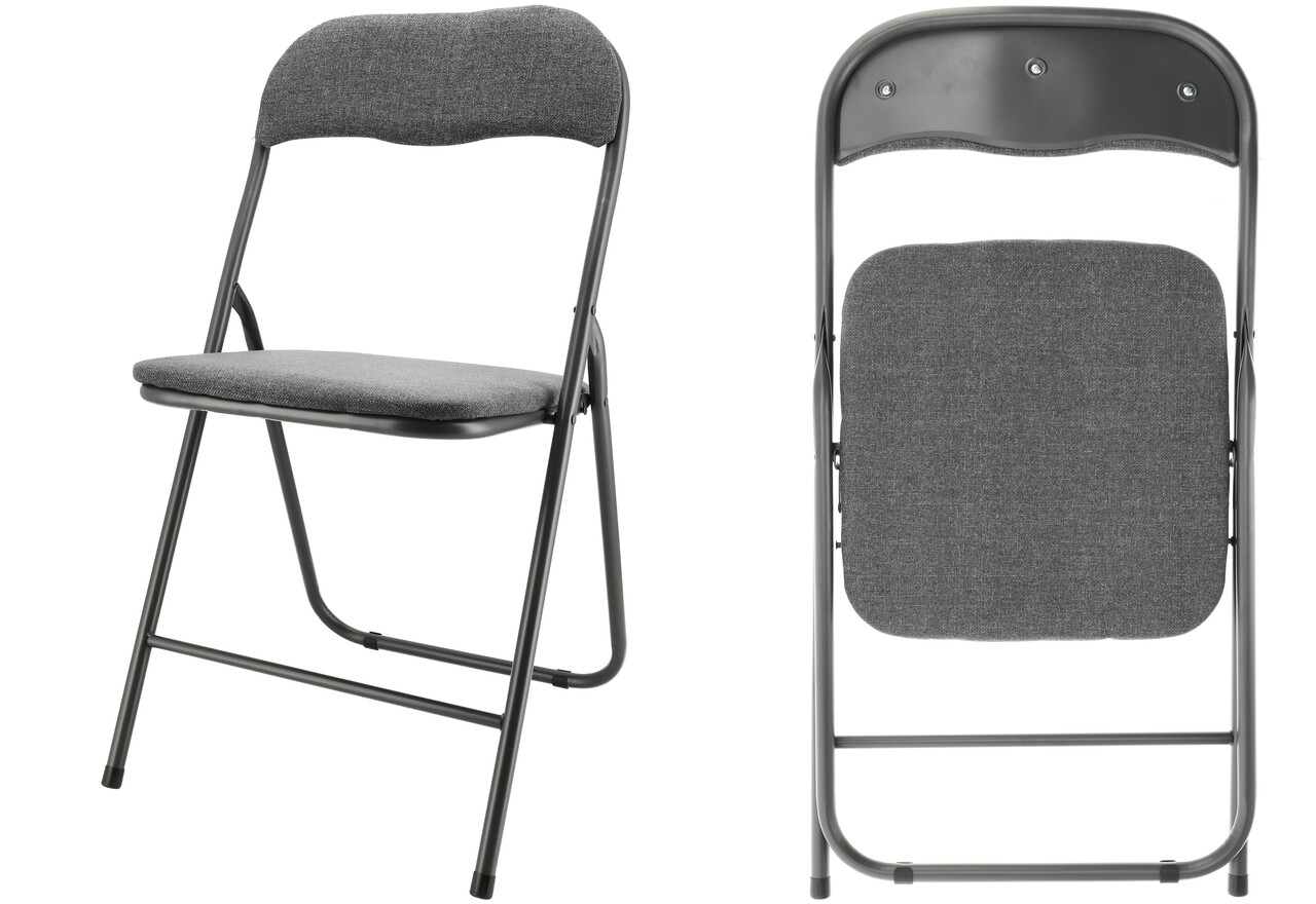 Discountershop Set of 4 Grey Folding Chairs - Folding Dining Chairs - Folding Chairs up to 100 kg Loadable - Side Chairs for Indoors and Outdoors Discountershop Set of 4 Grey Folding Chairs - Folding Dining Chairs - Folding Chairs up to 100 kg Loadable - Side Chairs for Indoors and Outdoors