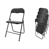 Discountershop Set van 4 Zwarte Inklapbare Vouwstoelen - Compacte en Stevige Bijzetstoelen - Eettafelstoelen tot 100 kg Belastbaar