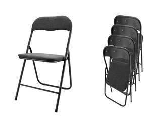 Discountershop Set of 4 Black Folding Chairs - Compact and Sturdy Side Chairs - Dining Chairs up to 100 kg Loadable Discountershop Set of 4 Black Folding Chairs - Compact and Sturdy Side Chairs - Dining Chairs up to 100 kg Loadable