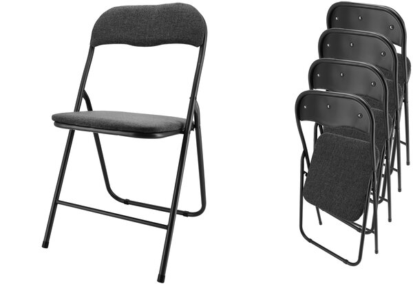 Discountershop Set van 4 Zwarte Inklapbare Vouwstoelen - Compacte en Stevige Bijzetstoelen - Eettafelstoelen tot 100 kg Belastbaar Discountershop Set van 4 Zwarte Inklapbare Vouwstoelen - Compacte en Stevige Bijzetstoelen - Eettafelstoelen tot 100 kg Belastbaar