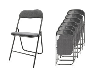 Discountershop Folding Chair Premium – Folding Chair Set 6 Folding Chairs – Grey – Side Chair Indoor – Loadable up to 100kg – 43cm Seat height Discountershop Folding Chair Premium – Folding Chair Set 6 Folding Chairs – Grey – Side Chair Indoor – Loadable up to 100kg – 43cm Seat height