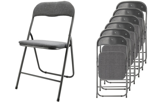 Discountershop Folding Chair Premium – Folding Chair Set 6 Folding Chairs – Grey – Side Chair Indoor – Loadable up to 100kg – 43cm Seat height Discountershop Folding Chair Premium – Folding Chair Set 6 Folding Chairs – Grey – Side Chair Indoor – Loadable up to 100kg – 43cm Seat height