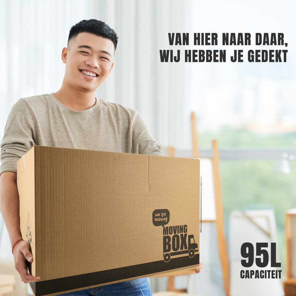 Discountershop Moving Boxes 95L - Set of 5 Shipping Boxes Large - Sturdy & Spacious - 55 kg Carrying Capacity - 60x40x40 cm Discountershop Moving Boxes 95L - Set of 5 Shipping Boxes Large - Sturdy & Spacious - 55 kg Carrying Capacity - 60x40x40 cm
