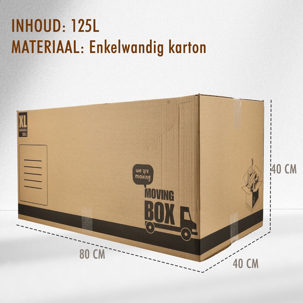 Discountershop Verhuisdozen 125L - Set van 5 - Extra Grote Stevige Verhuisdozen 80 x 40 x 40 cm - 70kg Draagkracht Discountershop Verhuisdozen 125L - Set van 5 - Extra Grote Stevige Verhuisdozen 80 x 40 x 40 cm - 70kg Draagkracht