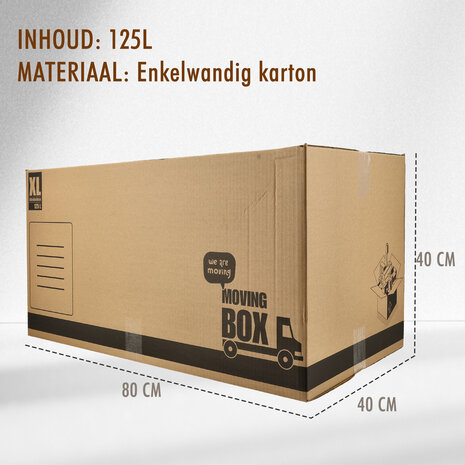 Discountershop Verhuisdozen 125L - Set van 5 - Extra Grote Stevige Verhuisdozen 80 x 40 x 40 cm - 70kg Draagkracht Discountershop Verhuisdozen 125L - Set van 5 - Extra Grote Stevige Verhuisdozen 80 x 40 x 40 cm - 70kg Draagkracht