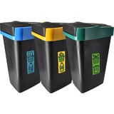 Discountershop Trash Bin Set of 3 - 18L Waste Separation Bins with Swing Lid - Black - 42x22x16 cm - Ideal for Waste Management Discountershop Trash Bin Set of 3 - 18L Waste Separation Bins with Swing Lid - Black - 42x22x16 cm - Ideal for Waste Management