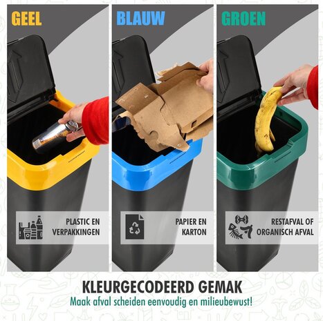 Discountershop Trash Bin Set of 3 - 18L Waste Separation Bins with Swing Lid - Black - 42x22x16 cm - Ideal for Waste Management Discountershop Trash Bin Set of 3 - 18L Waste Separation Bins with Swing Lid - Black - 42x22x16 cm - Ideal for Waste Management