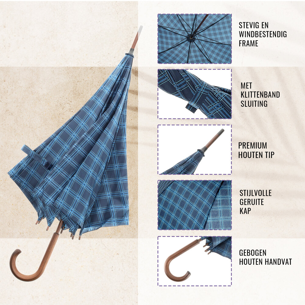 Discountershop Sterke Opvouwbare Paraplu met Schotse Ruit | Windproof Paraplu met Houten Haak | Compact en Duurzaam | 105 cm Diameter | Ideaal voor Dagelijks Gebruik en Speciale Gelegenheden Discountershop Sterke Opvouwbare Paraplu met Schotse Ruit | Windproof Paraplu met Houten Haak | Compact en Duurzaam | 105 cm Diameter | Ideaal voor Dagelijks Gebruik en Speciale Gelegenheden
