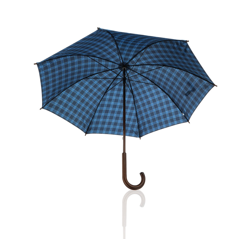 Discountershop Strong Folding Umbrella with Tartan | Windproof Umbrella with Wooden Handle | Compact and Durable | 105cm Diameter | Ideal for Daily Use and Special Occasions