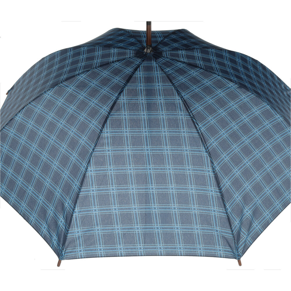 Discountershop Strong Folding Umbrella with Tartan | Windproof Umbrella with Wooden Handle | Compact and Durable | 105cm Diameter | Ideal for Daily Use and Special Occasions