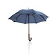 Discountershop Dark Blue Strong Folding Umbrella with Tartan Check | Windproof Umbrella with Wooden Hook | Compact & Durable | 105cm Diameter