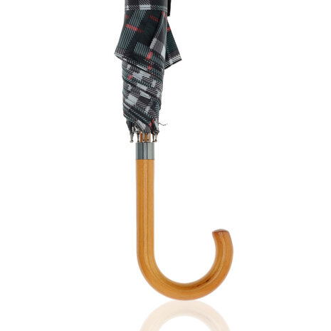 Discountershop Windproof Paraplu Geruit - Groen - Ø 105cm Paraplu met Houten Handvat - Klassieke Regenparaplu