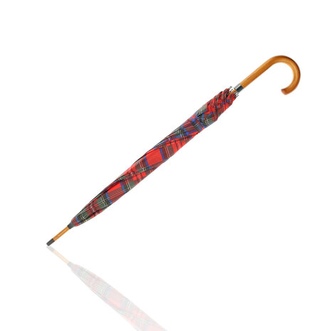 Discountershop Paraplu met Schotse Ruit - Rood - Ø 105cm - Tartan Paraplu met Houten Handvat - Automatische Openen & Windbestendig Discountershop Paraplu met Schotse Ruit - Rood - Ø 105cm - Tartan Paraplu met Houten Handvat - Automatische Openen & Windbestendig