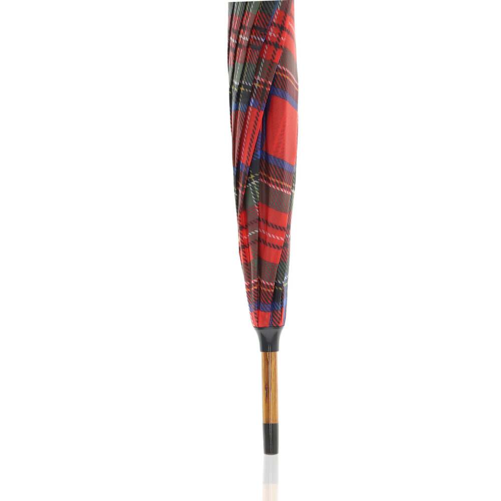 Discountershop Tartan Crook Umbrella - Red - Ø 105cm - Tartan Umbrella with Wooden Handle - Automatic Opening & Wind Resistant