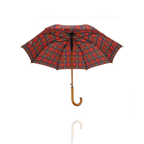 Discountershop Paraplu met Schotse Ruit - Rood - Ø 105cm - Tartan Paraplu met Houten Handvat - Automatische Openen & Windbestendig Discountershop Paraplu met Schotse Ruit - Rood - Ø 105cm - Tartan Paraplu met Houten Handvat - Automatische Openen & Windbestendig