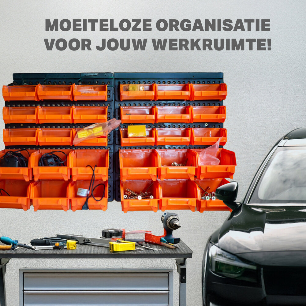 Discountershop Gereedschapswand Opbergsysteem – 8 Uitschuifbare Lades voor Schuur, Kantoor en Keukenkast – Inclusief Bevestigingsmateriaal