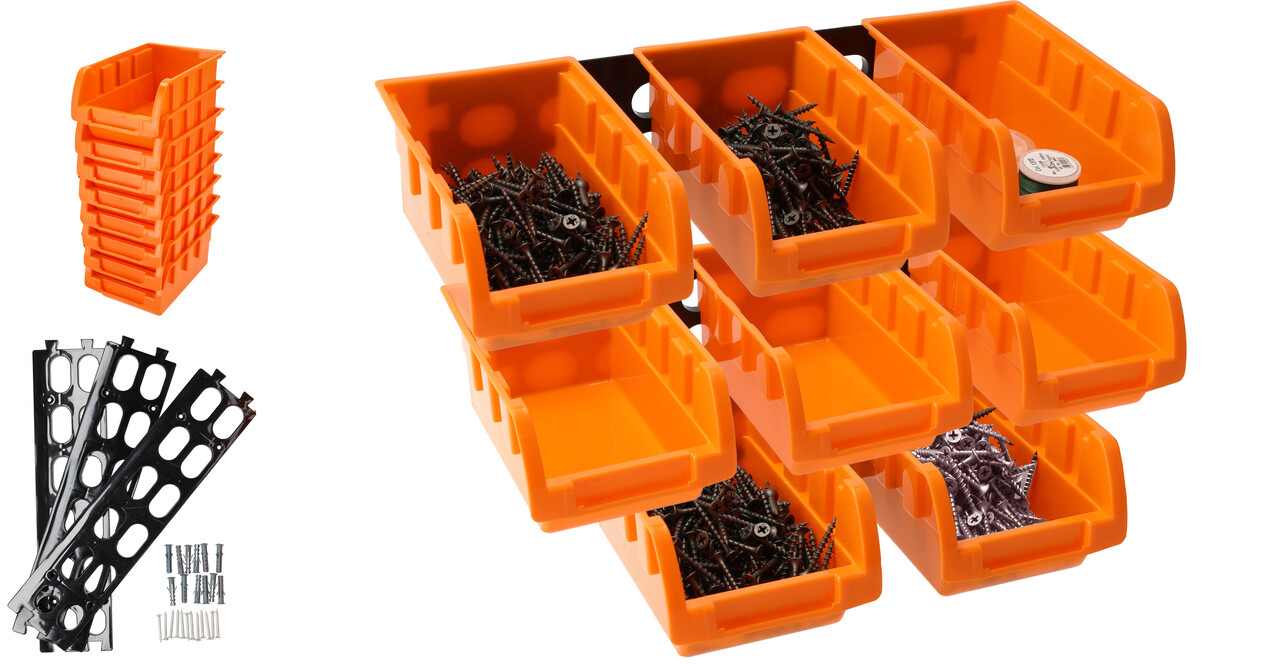 Discountershop Gereedschapswand Opbergsysteem – 8 Uitschuifbare Lades voor Schuur, Kantoor en Keukenkast – Inclusief Bevestigingsmateriaal