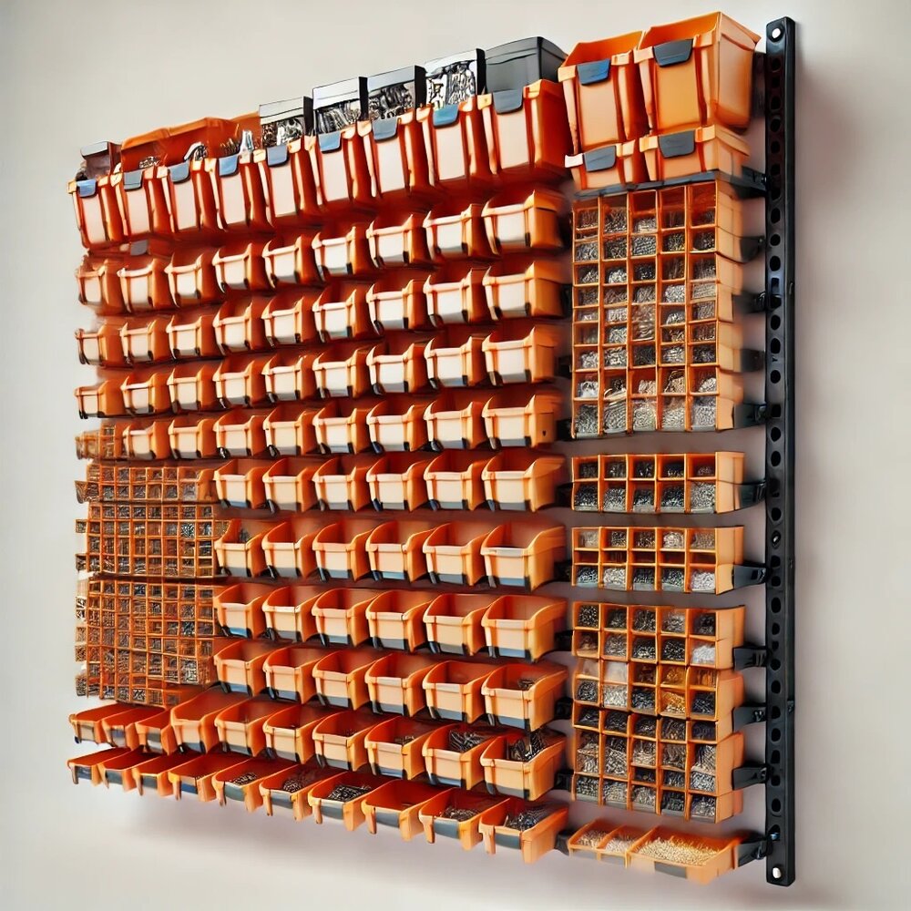 Discountershop 16-delig Wandrek Opbergsysteem – Schuiflades en Stapelboxen voor Gereedschap, Schroeven en Spijkers – Ideaal voor Werkplaats, Schuur, Kantoor & Keukenkast – Inclusief Schroeven en Pluggen
