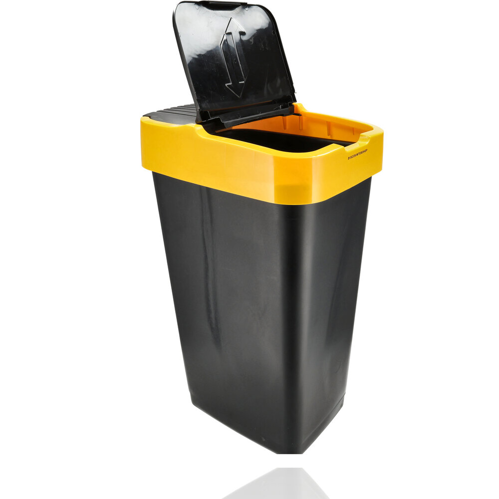 Discountershop Trash Bin Sorting Waste Bins 35L - 3-piece Waste Separation Bin with Swing Lid - Black Sorting Waste Bin