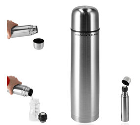 Discountershop Thermos Bottle 1 Liter - Keeps Baby Milk Warm - 8 hours Hot, 4 hours Cold - Stainless Steel Insulated Bottle for Baby Food, Coffee & Tea - Water Filters and Drinking Bottles - Double-walled Thermos Bottle for Camping and Outdoors Discountershop Thermos Bottle 1 Liter - Keeps Baby Milk Warm - 8 hours Hot, 4 hours Cold - Stainless Steel Insulated Bottle for Baby Food, Coffee & Tea - Water Filters and Drinking Bottles - Double-walled Thermos Bottle for Camping and Outdoors