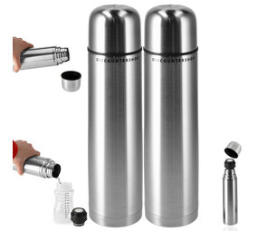 Discountershop Thermos Bottle 1000 ml 2 Pieces - Insulated Bottle Stainless Steel - Keeps Baby Milk Warm - 6 Hours Warm and 4 Hours Cold - Ideal for Baby Food, Coffee, Tea  & Soup Discountershop Thermos Bottle 1000 ml 2 Pieces - Insulated Bottle Stainless Steel - Keeps Baby Milk Warm - 6 Hours Warm and 4 Hours Cold - Ideal for Baby Food, Coffee, Tea  & Soup