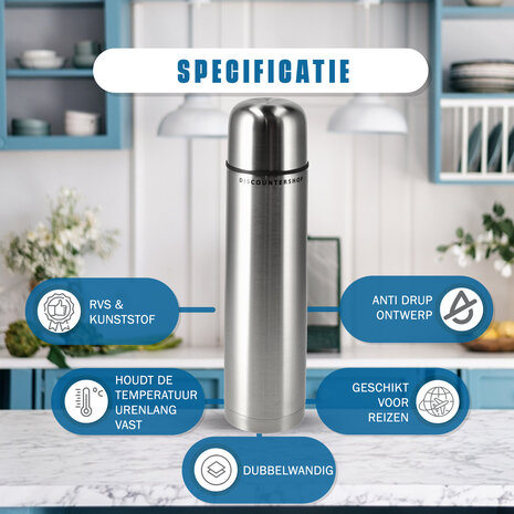 Discountershop Thermos Bottle 1000 ml 2 Pieces - Insulated Bottle Stainless Steel - Keeps Baby Milk Warm - 6 Hours Warm and 4 Hours Cold - Ideal for Baby Food, Coffee, Tea  & Soup Discountershop Thermos Bottle 1000 ml 2 Pieces - Insulated Bottle Stainless Steel - Keeps Baby Milk Warm - 6 Hours Warm and 4 Hours Cold - Ideal for Baby Food, Coffee, Tea  & Soup