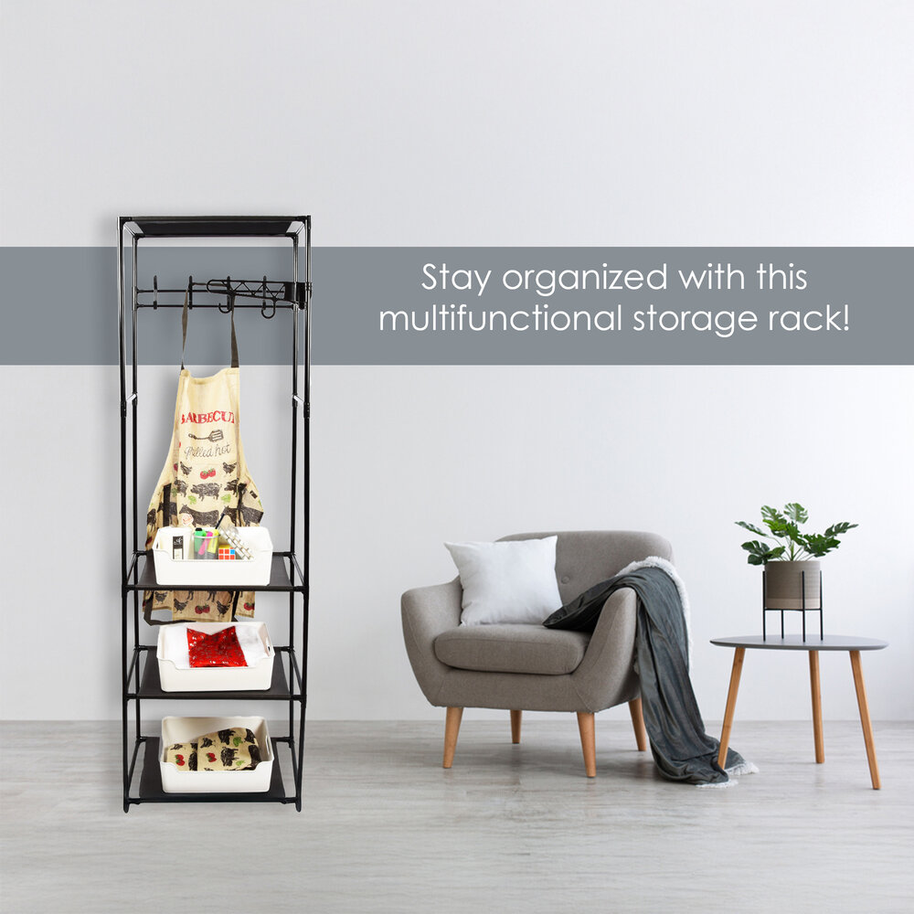 Discountershop Storage rack with coat rack 170x54x36cm | Shelving unit and Wall cabinet with Hooks - Ideal for Hallway, Hallway and Bedroom Discountershop Storage rack with coat rack 170x54x36cm | Shelving unit and Wall cabinet with Hooks - Ideal for Hallway, Hallway and Bedroom