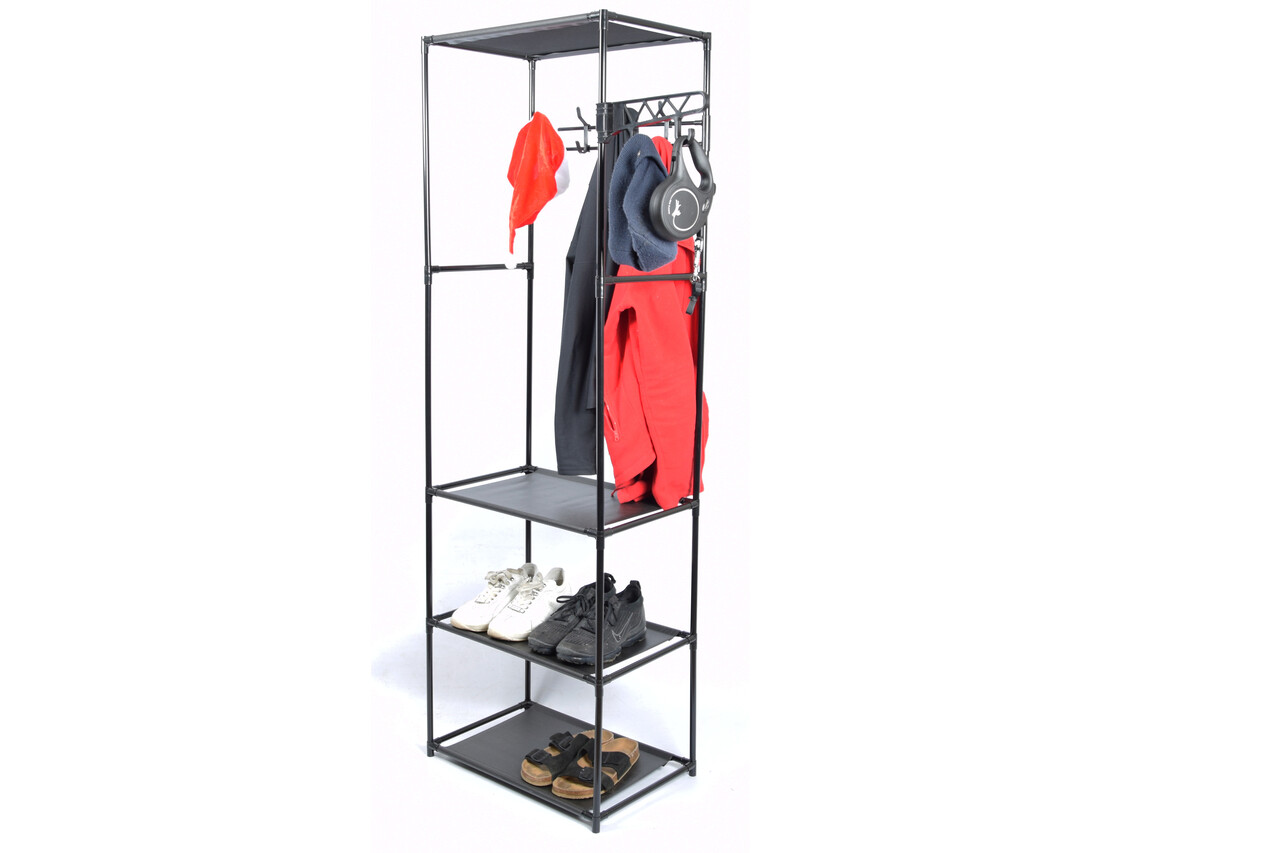 Discountershop Storage rack with coat rack 170x54x36cm | Shelving unit and Wall cabinet with Hooks - Ideal for Hallway, Hallway and Bedroom Discountershop Storage rack with coat rack 170x54x36cm | Shelving unit and Wall cabinet with Hooks - Ideal for Hallway, Hallway and Bedroom