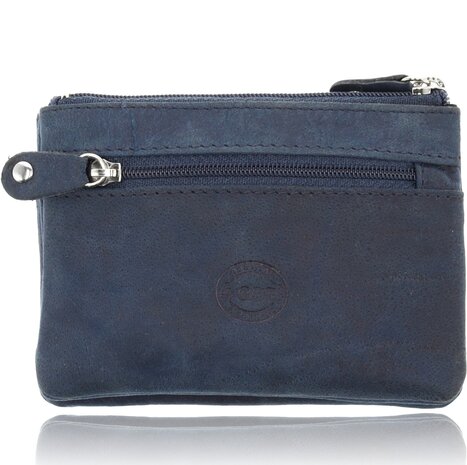 4 East 4East® Sleuteletui Portemonnee - Blauw | Leren Sleuteletui met Rits | RFID Pasjeshouder en Sleutel Organizer | Uniseks 4 East 4East® Sleuteletui Portemonnee - Blauw | Leren Sleuteletui met Rits | RFID Pasjeshouder en Sleutel Organizer | Uniseks