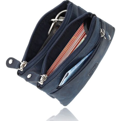 4 East 4East® Sleuteletui Portemonnee - Blauw | Leren Sleuteletui met Rits | RFID Pasjeshouder en Sleutel Organizer | Uniseks 4 East 4East® Sleuteletui Portemonnee - Blauw | Leren Sleuteletui met Rits | RFID Pasjeshouder en Sleutel Organizer | Uniseks