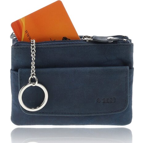 4 East 4East® Sleuteletui Portemonnee - Blauw | Leren Sleuteletui met Rits | RFID Pasjeshouder en Sleutel Organizer | Uniseks 4 East 4East® Sleuteletui Portemonnee - Blauw | Leren Sleuteletui met Rits | RFID Pasjeshouder en Sleutel Organizer | Uniseks