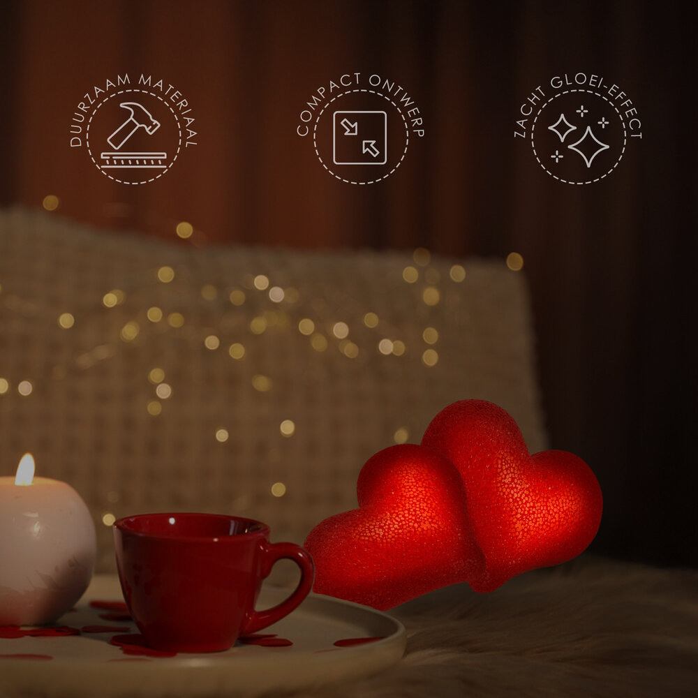 Discountershop Heart-Shaped LED Lamp - Colorful Night Light for Home, Bar & Café | Valentine's Day, Wedding & Party Decoration | LED Desk Lamp