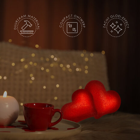 Discountershop Led Lamp Hartvorm - Kleurrijk Nachtlampje voor Thuis, Bar & Café | Valentijnsdag, Bruiloft & Feestdecoratie | LED Tafellamp