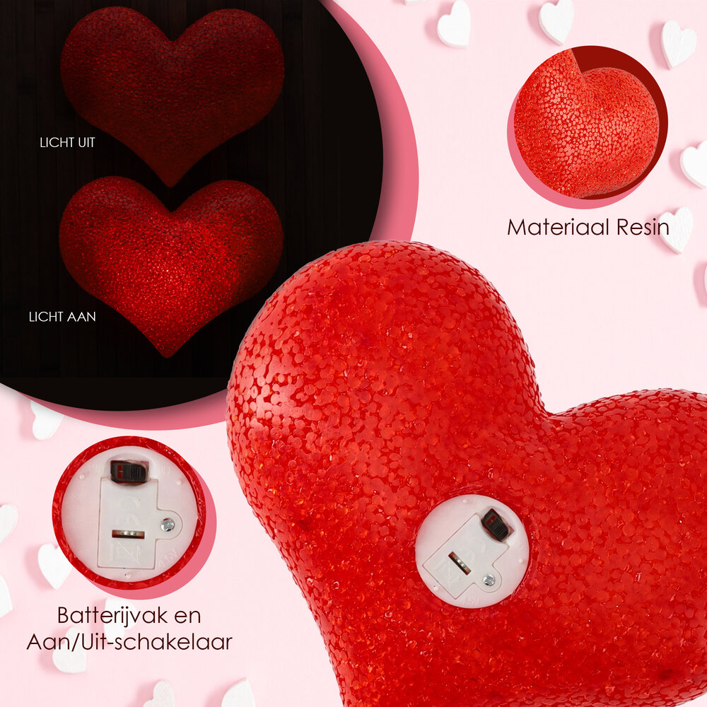 Discountershop Heart-Shaped LED Lamp - Colorful Night Light for Home, Bar & Café | Valentine's Day, Wedding & Party Decoration | LED Desk Lamp