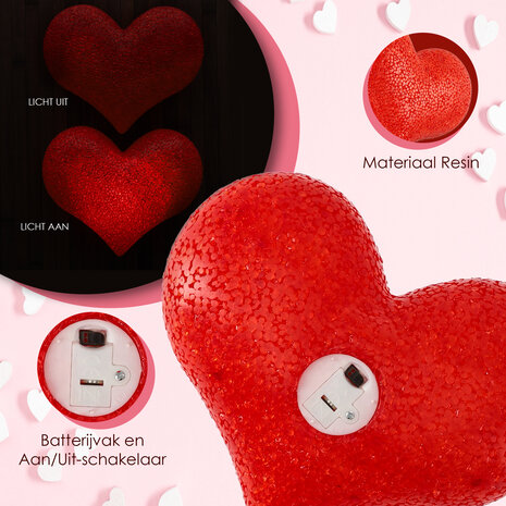 Discountershop Heart-Shaped LED Lamp - Colorful Night Light for Home, Bar & Café | Valentine's Day, Wedding & Party Decoration | LED Desk Lamp