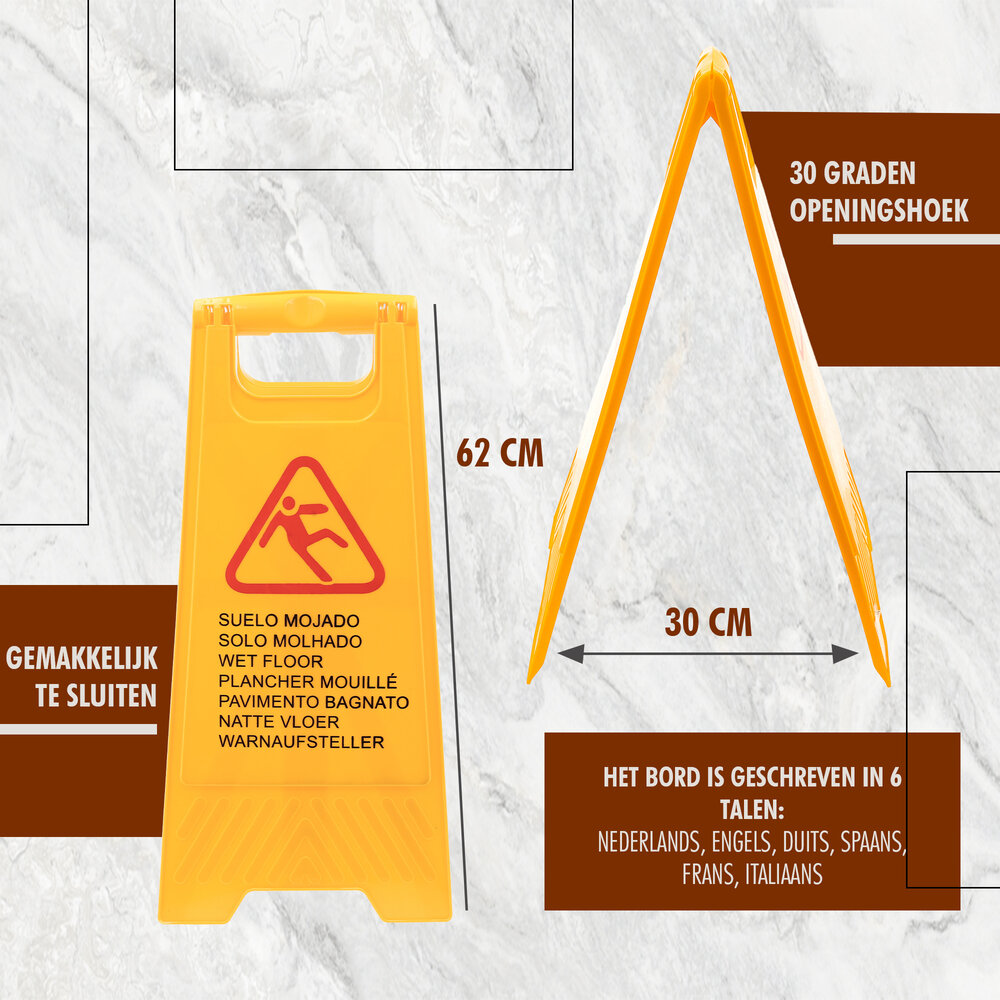 Discountershop Waarschuwingsbord Natte Vloer - Geel Veiligheidsbord Gladde Vloer | Inklapbaar Dubbelzijdig in 7 Talen Discountershop Waarschuwingsbord Natte Vloer - Geel Veiligheidsbord Gladde Vloer | Inklapbaar Dubbelzijdig in 7 Talen