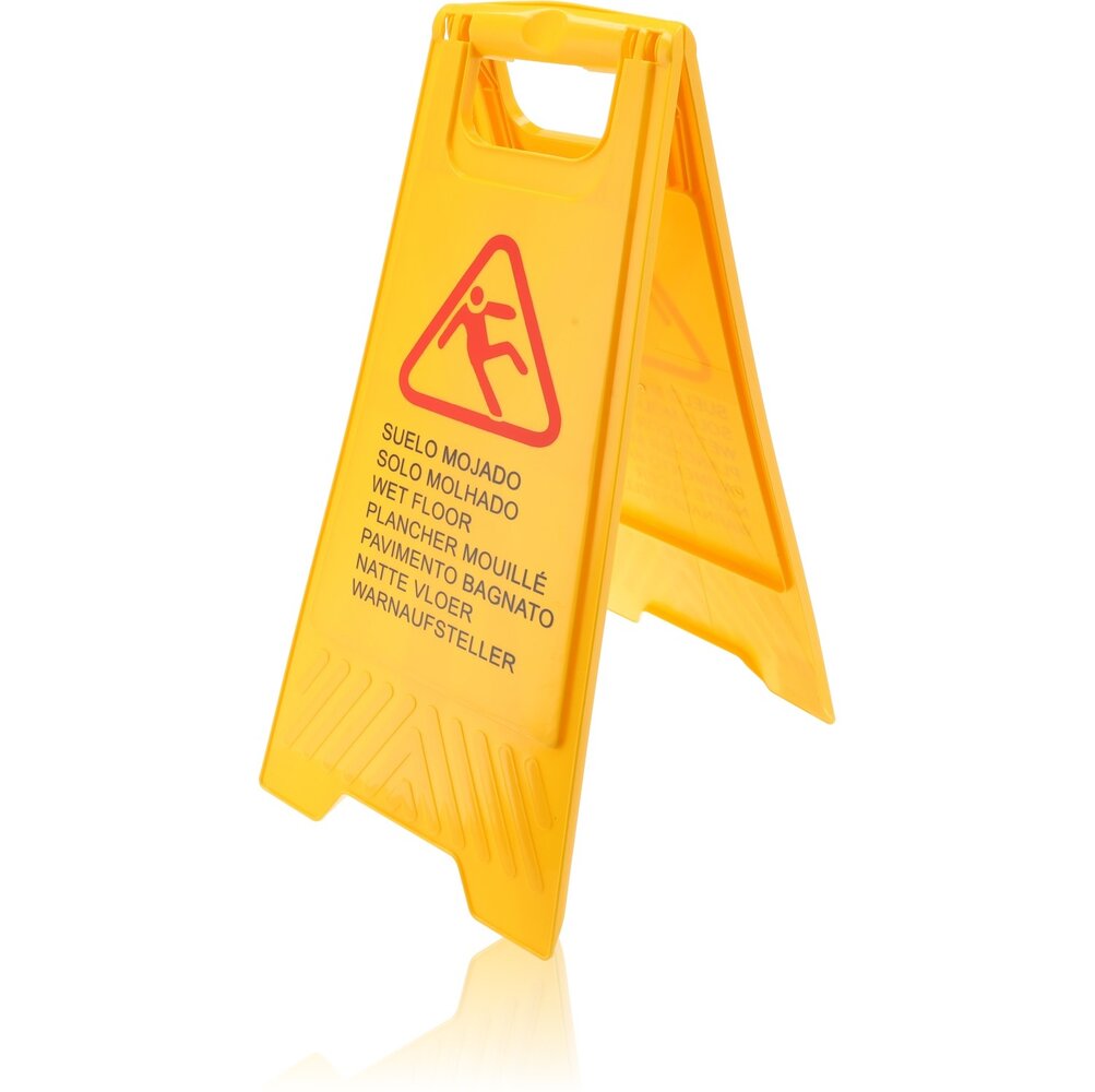 Discountershop Wet Floor Warning Board - Yellow Caution Wet Floor Safety Sign | Foldable Two-Sided in 7 Languages