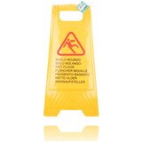 Discountershop Waarschuwingsbord Natte Vloer - Geel Veiligheidsbord Gladde Vloer | Inklapbaar Dubbelzijdig in 7 Talen