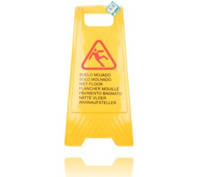Discountershop Waarschuwingsbord Natte Vloer - Geel Veiligheidsbord Gladde Vloer | Inklapbaar Dubbelzijdig in 7 Talen