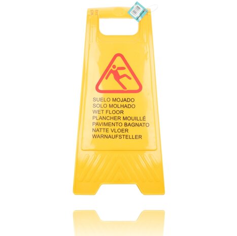 Discountershop Wet Floor Warning Board - Yellow Caution Wet Floor Safety Sign | Foldable Two-Sided in 7 Languages