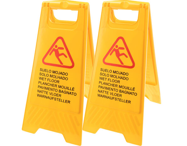 Discountershop Set of 2 Wet Floor Warning Boards - Yellow Safety Signs in 7 Languages | Foldable and Two-Sided Discountershop Set of 2 Wet Floor Warning Boards - Yellow Safety Signs in 7 Languages | Foldable and Two-Sided