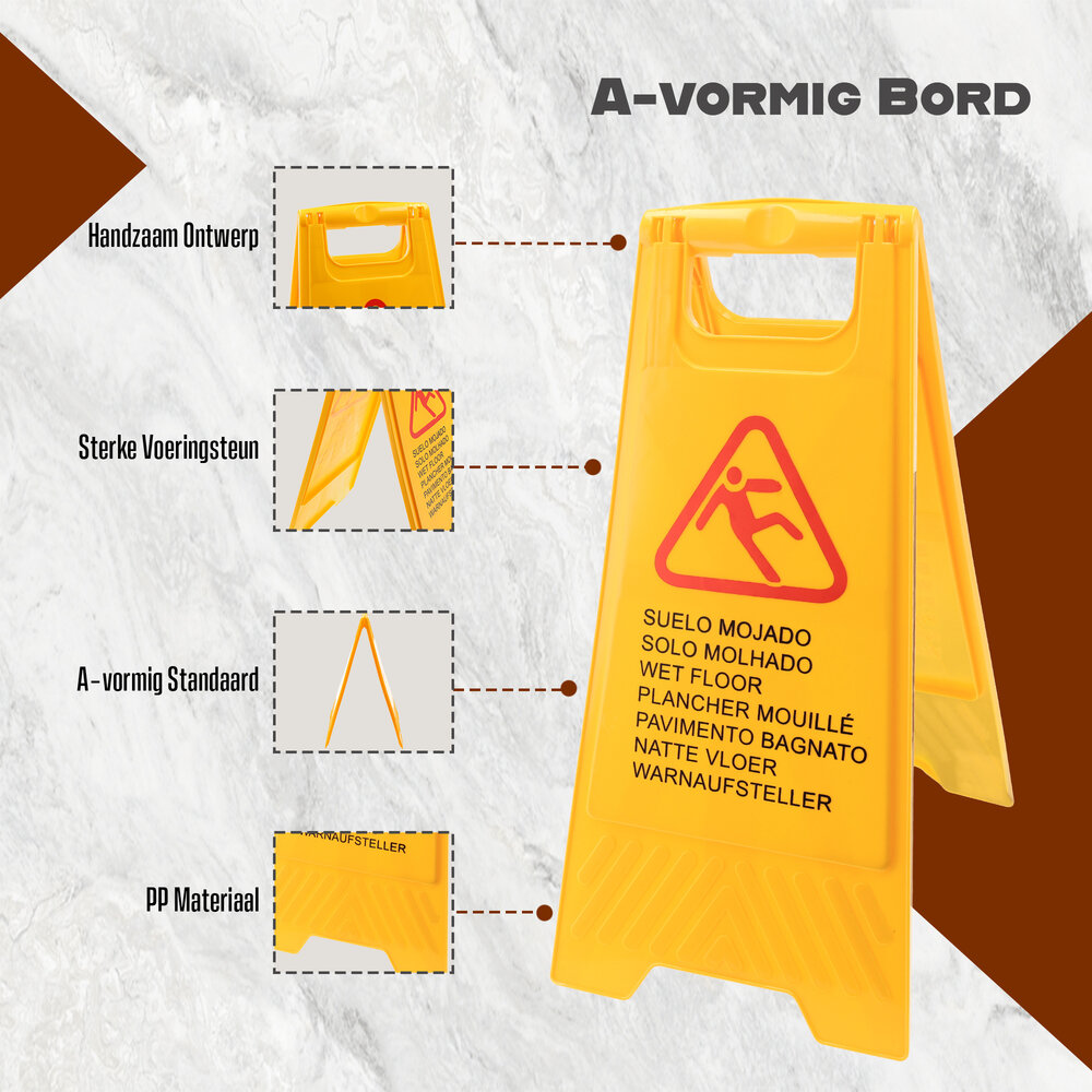 Discountershop Set of 3 Wet Floor Warning Boards - Bright Yellow Safety Signs with Text in 7 Languages | Foldable, Compact, and Perfect for Cleaning Safety Discountershop Set of 3 Wet Floor Warning Boards - Bright Yellow Safety Signs with Text in 7 Languages | Foldable, Compact, and Perfect for Cleaning Safety