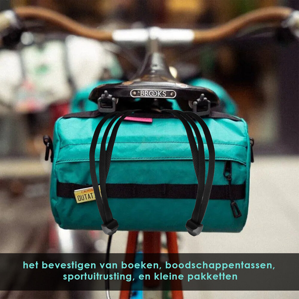 Discountershop Snelbinders Fiets - Set van 2 Elastische Bagagebinders met Haak | 70cm (26-28 inch) Verstelbare Zwarte Spanbanden voor Bagagedrager Discountershop Snelbinders Fiets - Set van 2 Elastische Bagagebinders met Haak | 70cm (26-28 inch) Verstelbare Zwarte Spanbanden voor Bagagedrager