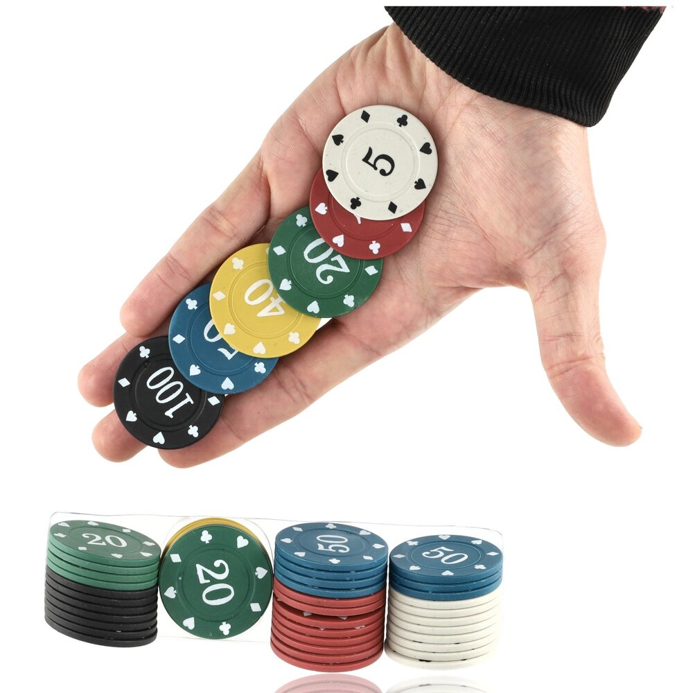 Discountershop Pokerset Texas Hold'em - 96 Pokerchips voor Kaartspellen, Pokerspelletjes, Blackjack en Casino | Poker Chips Set voor Thuisgebruik en Professioneel Spel Discountershop Pokerset Texas Hold'em - 96 Pokerchips voor Kaartspellen, Pokerspelletjes, Blackjack en Casino | Poker Chips Set voor Thuisgebruik en Professioneel Spel