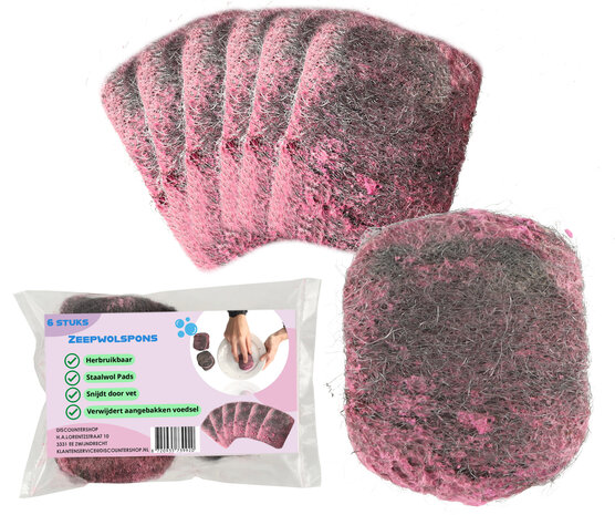 Discountershop Schuurspons 6 Stuks - Zeepwolspons en Staalwolspons voor Schoonmaak | Schoonmaakspons Hardnekkig Vuil | Zeepspons Staalwol Keuken en Gereedschap Discountershop Schuurspons 6 Stuks - Zeepwolspons en Staalwolspons voor Schoonmaak | Schoonmaakspons Hardnekkig Vuil | Zeepspons Staalwol Keuken en Gereedschap