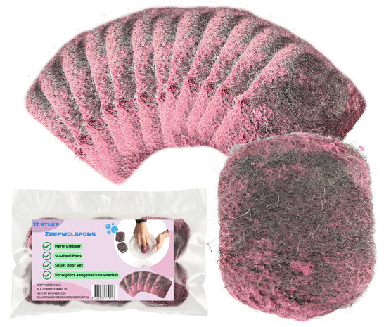Discountershop Grijs & Roze Schapenwol Zeepsponzen | 6.5cm x 5.5cm x 0.8cm | 12 Stuks | Eco Friendly Non-Scratch Duurzaam | Voor Keukengerei en Vaste Zeep Discountershop Grijs & Roze Schapenwol Zeepsponzen | 6.5cm x 5.5cm x 0.8cm | 12 Stuks | Eco Friendly Non-Scratch Duurzaam | Voor Keukengerei en Vaste Zeep