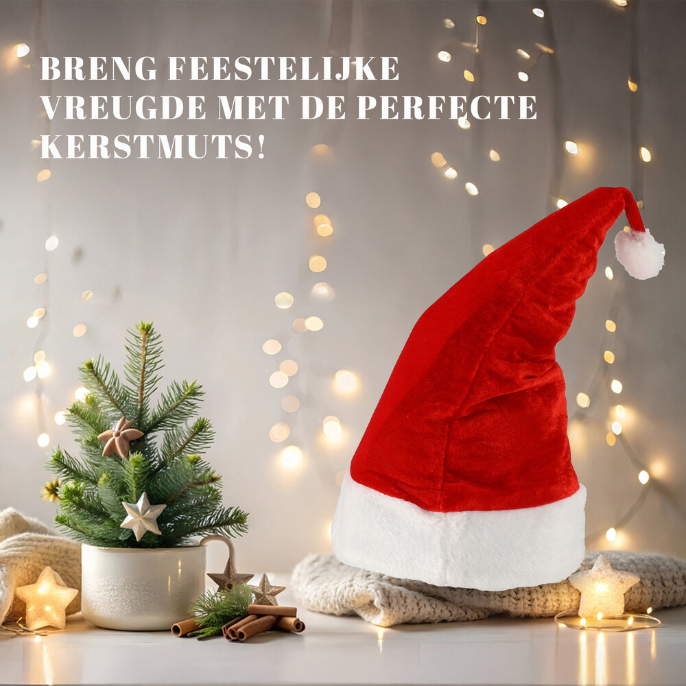 Discountershop Santa Hat Adults - Velvet Christmas Hat with Pom-pom - Christmas Gift - Fits Head Size 56-60 cm
