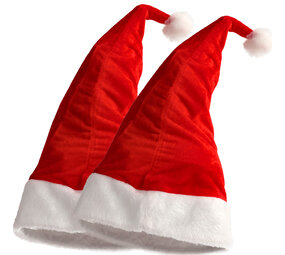 Discountershop Set of 2 Luxury Christmas Hats Adults - Velvet Santa Hat with Pompom - Perfect Christmas Gift - Head Circumference 56-60 cm Discountershop Set of 2 Luxury Christmas Hats Adults - Velvet Santa Hat with Pompom - Perfect Christmas Gift - Head Circumference 56-60 cm