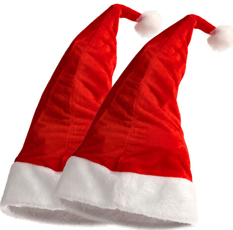 Discountershop Set van 2 Luxe Kerstmutsen Volwassenen - Velvet Kerstmuts met Pompom - Perfect Kerstcadeau - Hoofdomtrek 56-60 cm Discountershop Set van 2 Luxe Kerstmutsen Volwassenen - Velvet Kerstmuts met Pompom - Perfect Kerstcadeau - Hoofdomtrek 56-60 cm
