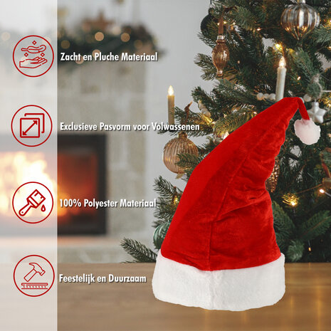 Discountershop Set of 3 Luxury Unisex Christmas Hats - Plush Red/White - For Children & Adults - 100% Polyester - Perfect for Festive Occasions Discountershop Set of 3 Luxury Unisex Christmas Hats - Plush Red/White - For Children & Adults - 100% Polyester - Perfect for Festive Occasions